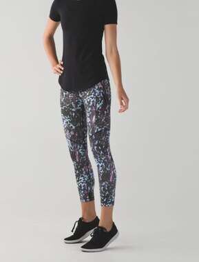Lululemon Run All Sport Crop Legging Floral Sport Tranquil Blue Multi Mid-Rise 6